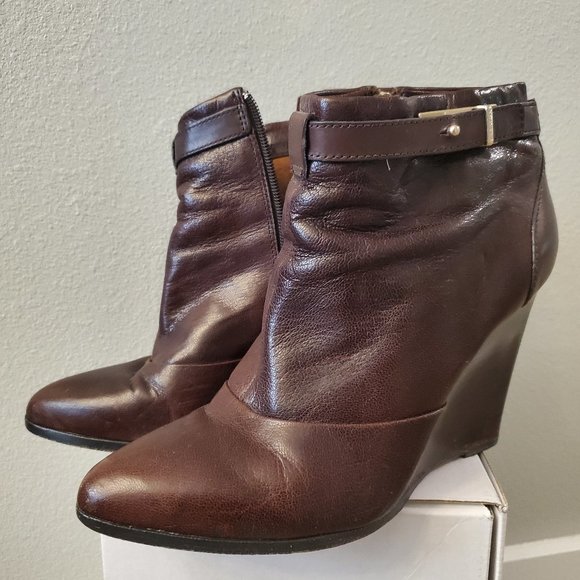 Coach wedge leather booties- Melody Shrnk/Chestnut 9.5M - Picture 1 of 4